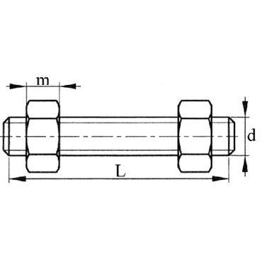 Zylinderstift mit 2 Sechskantmuttern UNC Stahl A193 B8 / A194 Gr.8